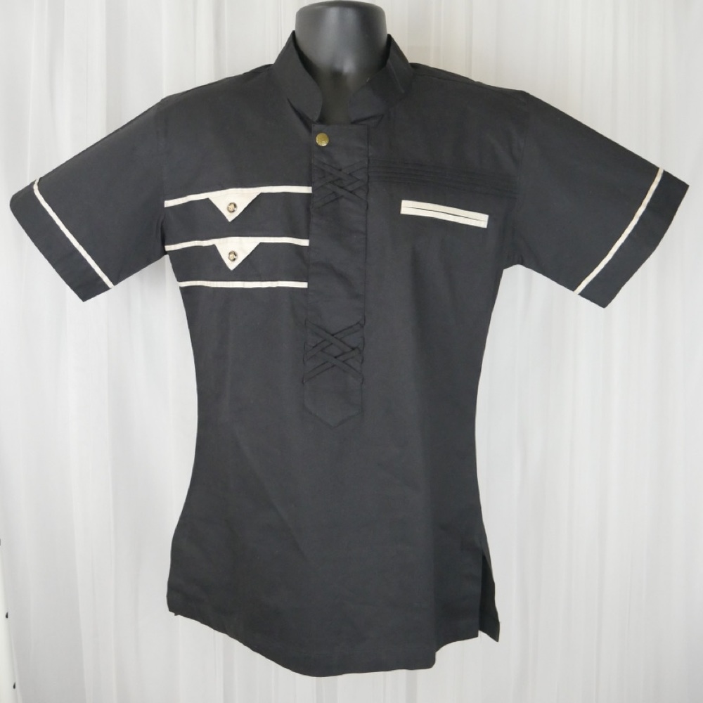 Men’s Embroidered Polo - Black/Cream